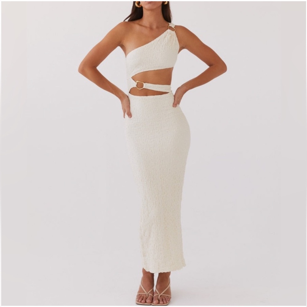 Peppermayo One Shoulder White Cream Cutout Dress North Haven Peta Laylani